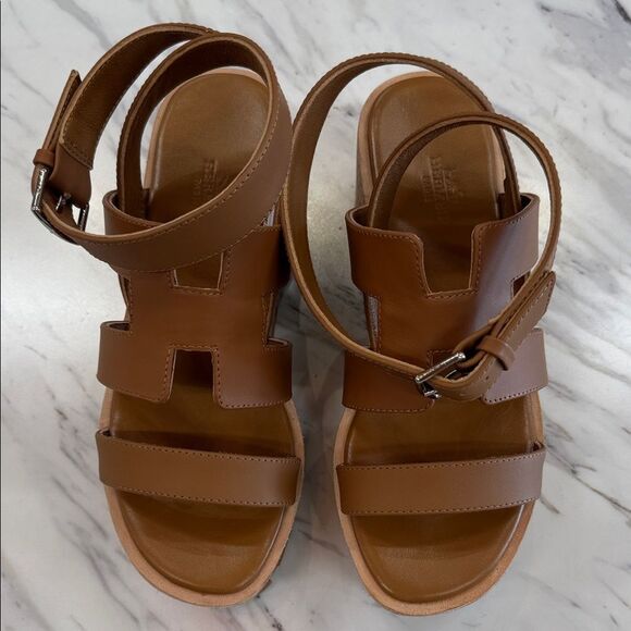Hermes - Brown Leather Sandals - Picture 1 of 8